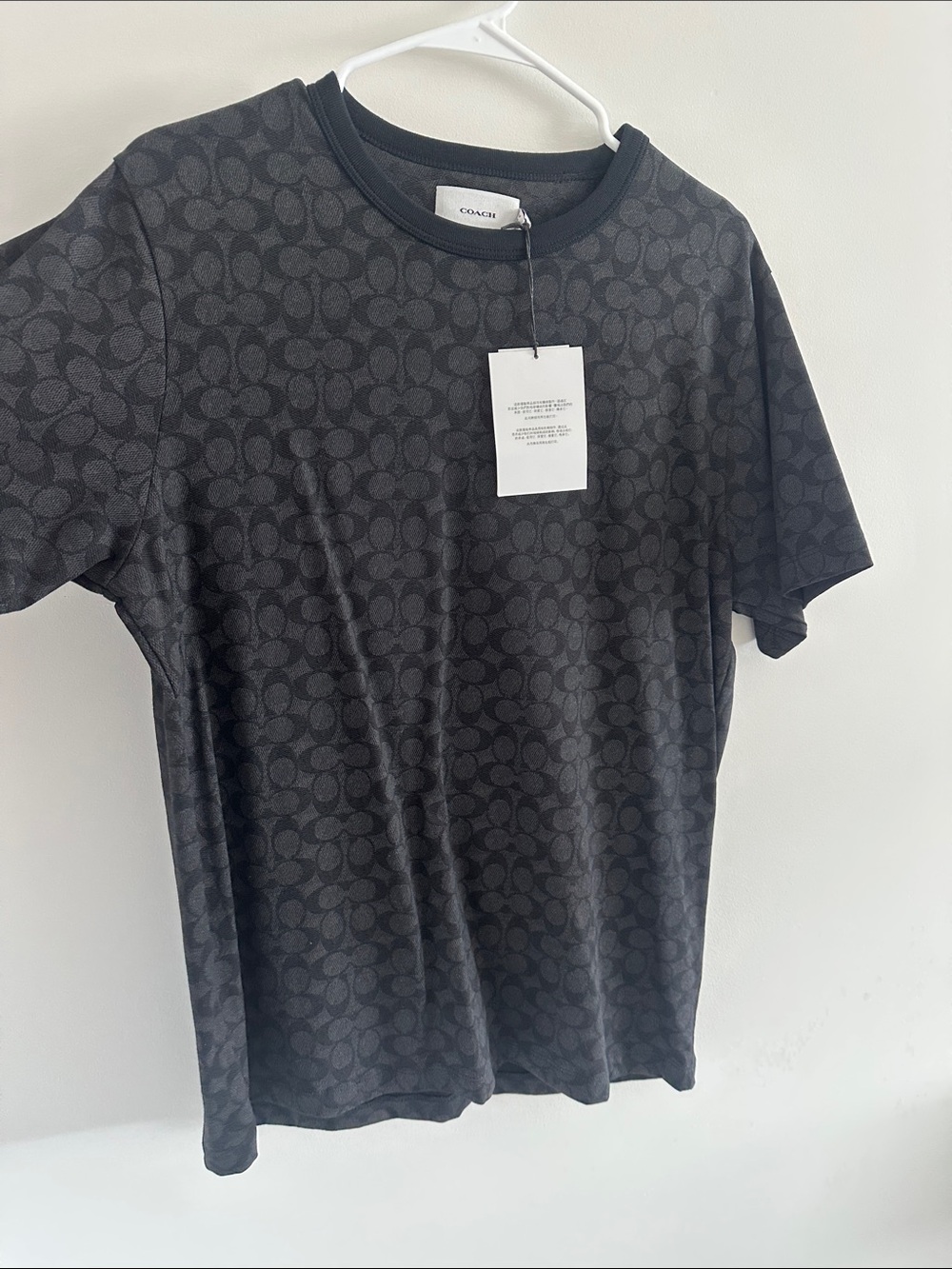 Coach Men's Dark Charcoal Allover Signature Tee